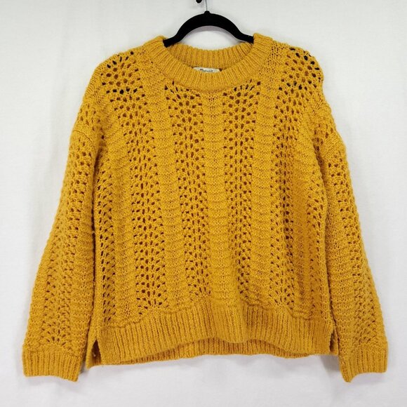 Madewell Wool Alpaca Blend Pullover Sweater Size Medium Windemere Pointelle - Picture 2 of 16